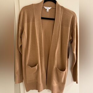 Time and Tru Tan Cardigan Sweater Classic Knit